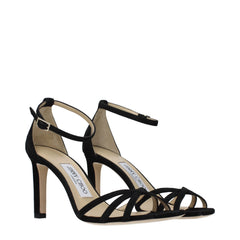 Jimmy Choo Black Leather Stiletto Heel Sandals
