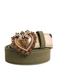 Dolce & Gabbana Green Camouflage Devotion Metal Buckle Belt