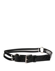 Dolce & Gabbana Black Exotic Leather Silver Metal Buckle Belt