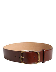 Dolce & Gabbana Brown Leather Waist Gold Metal Buckle Belt