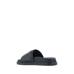 Fendi Gray Fabric Flat Sandals