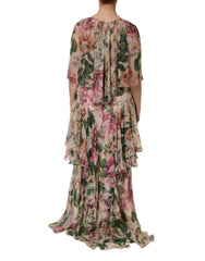 Dolce & Gabbana Multicolor Floral Silk Layered Maxi Dress