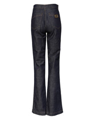 Dolce & Gabbana Dark Blue Cotton Flared Wide Leg Denim Jeans