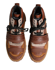 Dolce & Gabbana Brown Leather Trekking-Style Men Boots Shoes