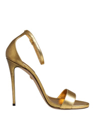 Dolce & Gabbana Gold Leather Keira High Heels Sandals Shoes