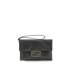Fendi Black Calf Leather Bos Taurus Clutch Bag