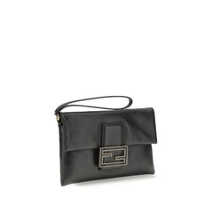 Fendi Black Calf Leather Bos Taurus Clutch Bag