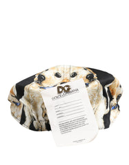 Dolce & Gabbana Men Black Dog Cotton Newsboy Cloth Capello Hat