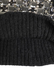 Dolce & Gabbana Black Wool Crystal Embellished Balaclava Hat