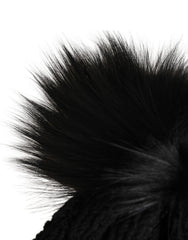 Dolce & Gabbana Black Acrylic Knitted Fur Winter Beanie
