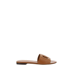 Dolce & Gabbana Brown Calf Leather Bos Taurus Flat Sandals