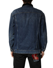 Dolce & Gabbana Black Blue Cotton Denim Blouson Men Jacket