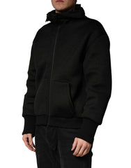 Dolce & Gabbana Men Black Hooded Full Zip Bomber Jacket