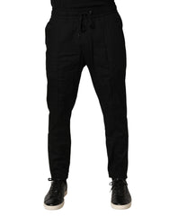 Dolce & Gabbana Black Cotton Skinny Men Jogger Trouser Pants
