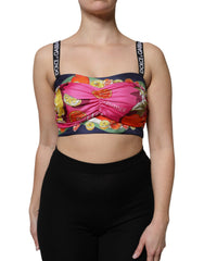 Dolce & Gabbana Multicolor Silk Cropped Bustier Corset Top