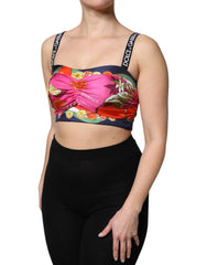 Dolce & Gabbana Multicolor Silk Cropped Bustier Corset Top