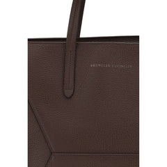 Brunello Cucinelli Brown Calf Leather Bos Taurus Shoulder Bag