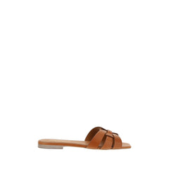 Saint Laurent Brown Calf Leather Bos Taurus Flat Sandals