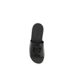 Dolce & Gabbana Black Calf Leather Bos Taurus Sandals