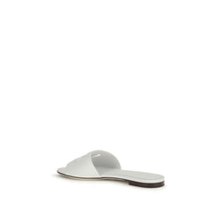 Dolce & Gabbana White Calf Leather Bos Taurus Flat Sandals