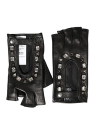 Dolce & Gabbana Women Black Embellished Wrist Length Mitten Gloves