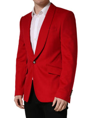 Dolce & Gabbana Red Cashmere Single Breasted Jacket Blazer