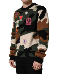 Dolce & Gabbana Multicolor Intarsia-Knit Camouflage Pullover Sweater