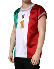 Dolce & Gabbana Multicolor Italia DG Logo Satin Tank T-shirt