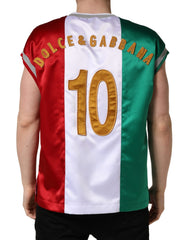 Dolce & Gabbana Multicolor Italia DG Logo Satin Tank T-shirt