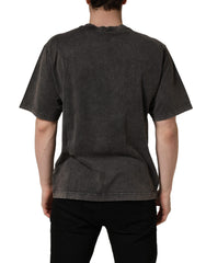 Dolce & Gabbana Gray Logo Embellished Men Crew Neck T-shirt