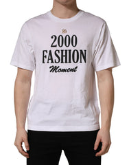 Dolce & Gabbana White Graphic Print DG Men Crew Neck T-shirt