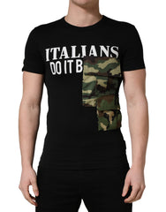 Dolce & Gabbana Black Italians Do It Better Camo Pocket Men T-shirt