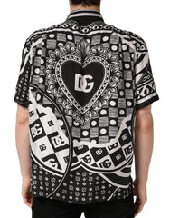 Dolce & Gabbana Black White Bandana Print Collared Shirt