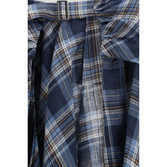 MARBELL Blue Linen Midi Skirt