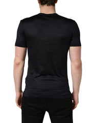 Dolce & Gabbana Dark Blue DG Logo Silk Men Crew Neck T-shirt