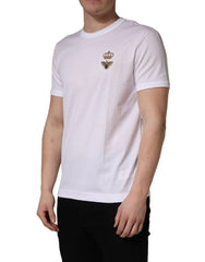 Dolce & Gabbana White Bee Crown Embroidery Cotton Men T-shirt