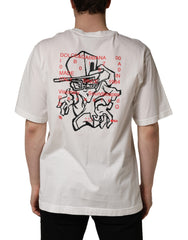 Dolce & Gabbana White Graphic Print Cotton Crew Neck  T-shirt