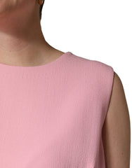 Dolce & Gabbana Pink Blue Wool Sleeveless Shift Mini  Dress
