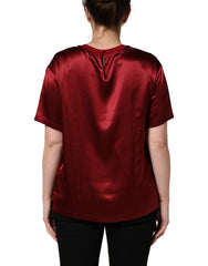 Dolce & Gabbana Maroon Royal Crown Dress Queen Painting Silk  T-shirt