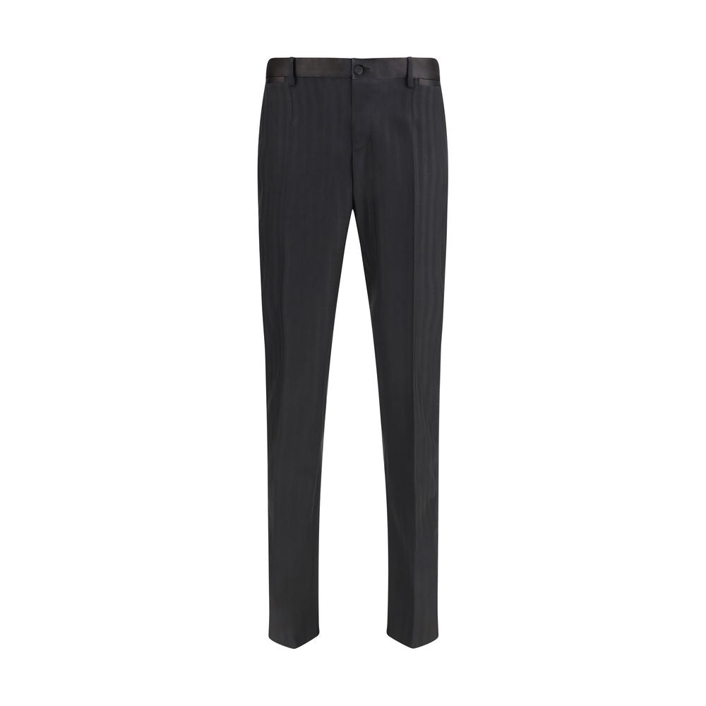 Dolce & Gabbana Black Fleece Wool Casual Pants