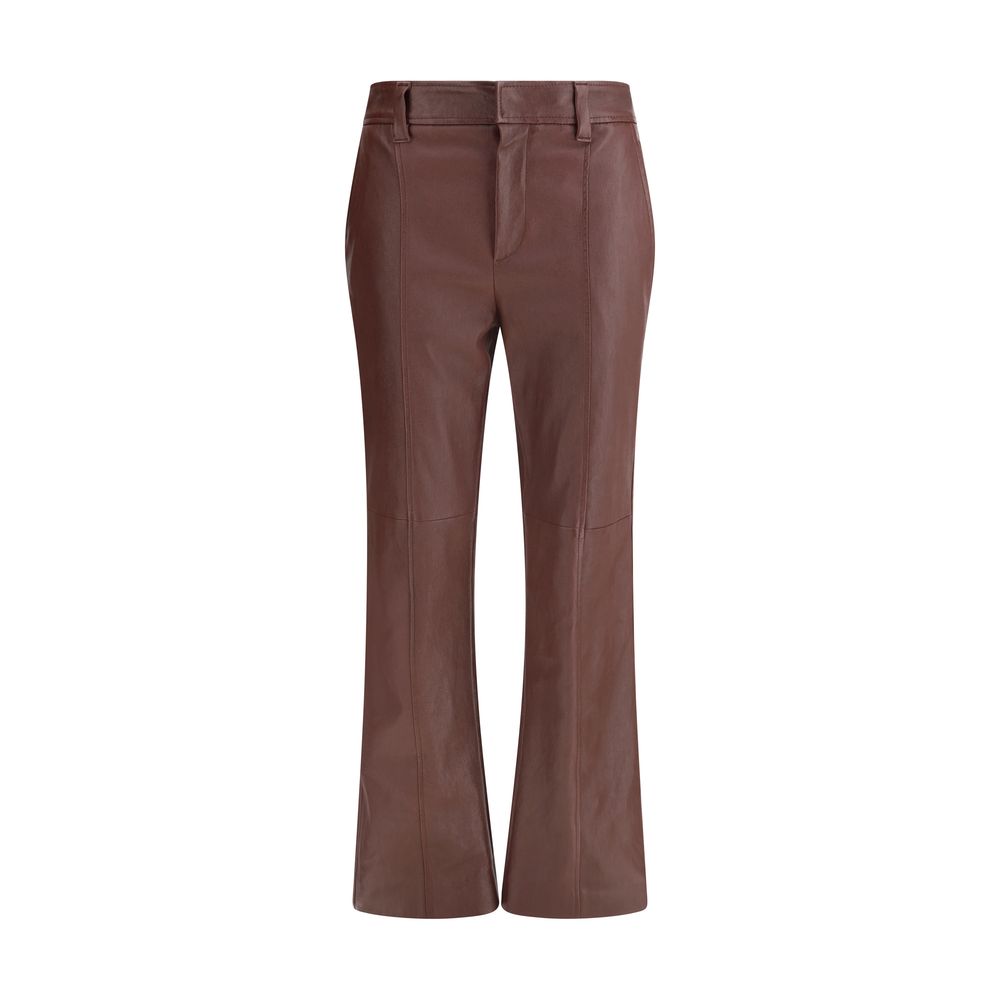 Brunello Cucinelli Bordeaux Leather Pants
