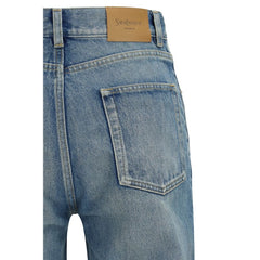 Saint Laurent Blue Cotton Flared Jeans