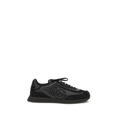 Dolce & Gabbana Black Calf Leather Bos Taurus Athletic Sneakers