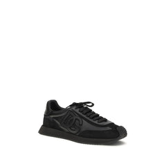 Dolce & Gabbana Black Calf Leather Bos Taurus Athletic Sneakers