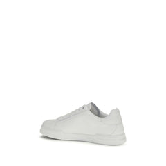 Dolce & Gabbana White Calf Leather Bos Taurus Low Top Sneakers