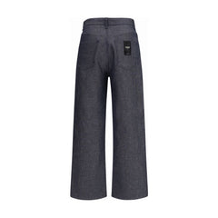 Fendi Blue Linen Relaxed Fit Jeans