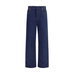 Fendi Blue Cotton Straight-Leg Jeans