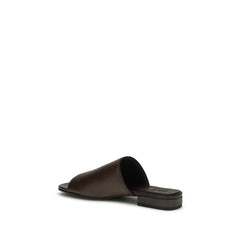 Brunello Cucinelli Brown Calf Leather Bos Taurus Slides