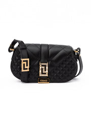 Versace Black Leather Quilted Shoulder Strap Bag