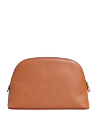 Dolce & Gabbana Orange Beige Leather DG Logo Zip Around Hand Purse Wallet